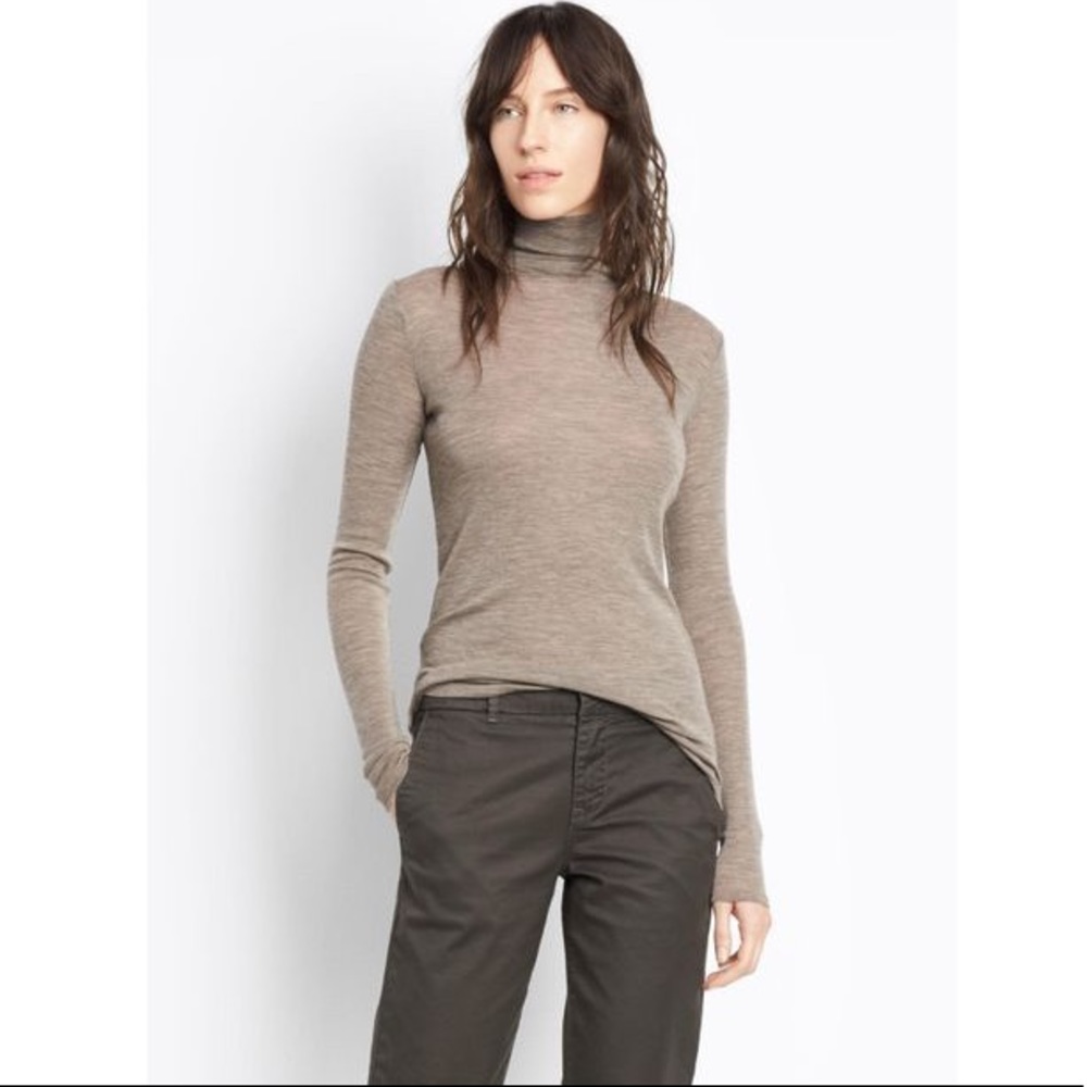 Vince Taupe Wool Turtleneck Pullover